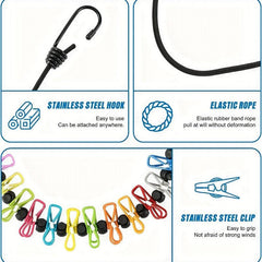 Retractable Portable Travel Clothesline with 12 Clips