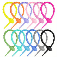20pcs Random Reusable Silicone Ties & Bag Clips All Purpose Cable Straps