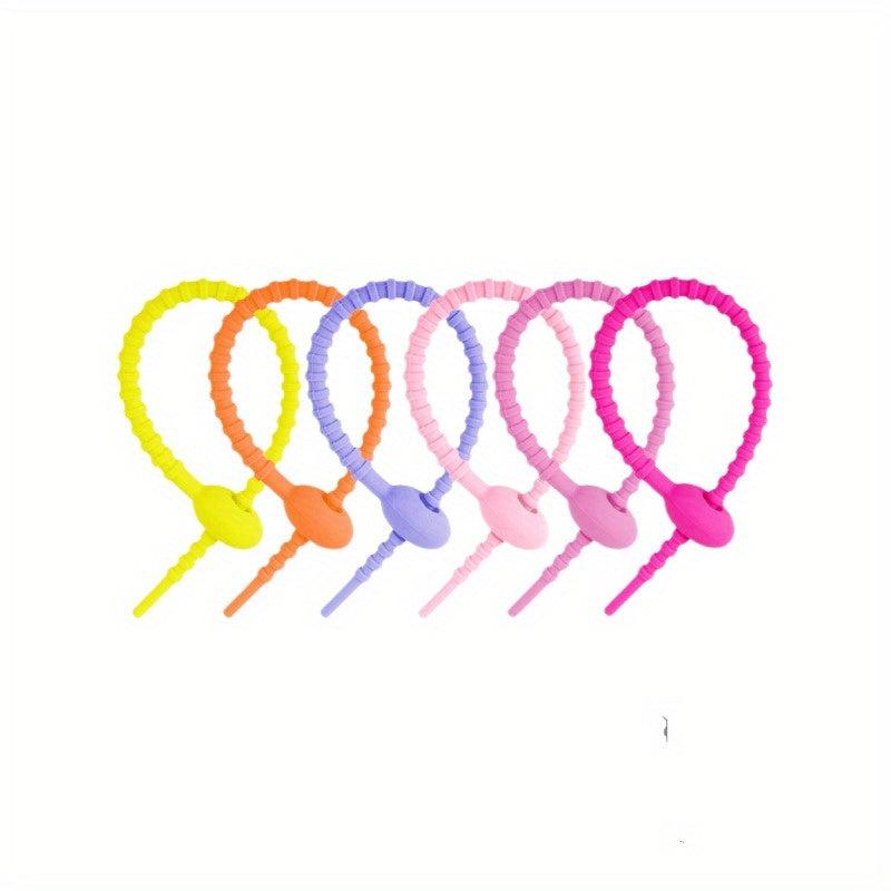 20pcs Random Reusable Silicone Ties & Bag Clips All Purpose Cable Straps