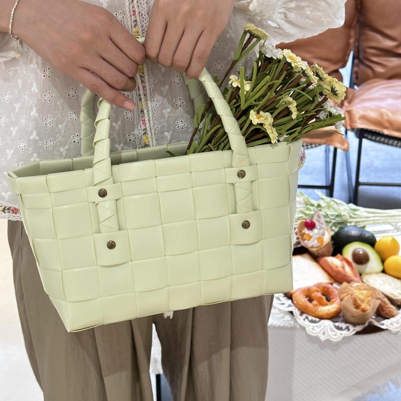 Hand Woven Waterproof Portable Vegetable Basket Picnic Handbag