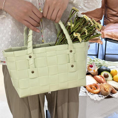 Hand Woven Waterproof Portable Vegetable Basket Picnic Handbag
