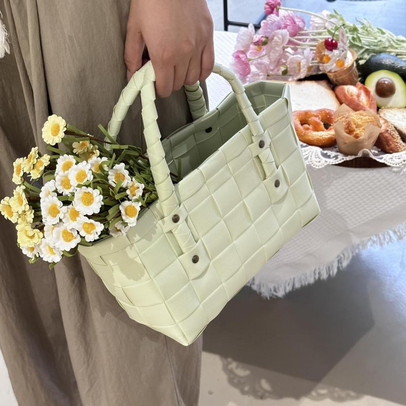 Hand Woven Waterproof Portable Vegetable Basket Picnic Handbag