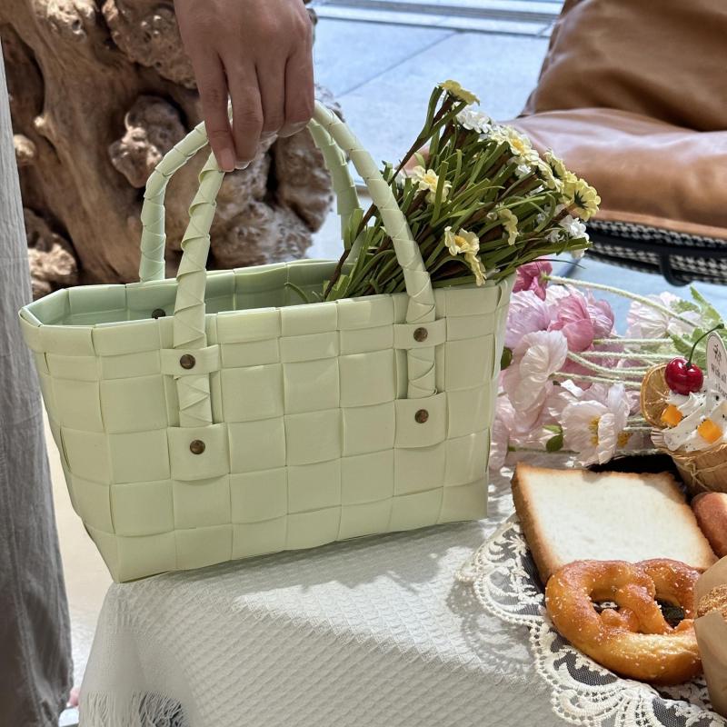 Hand Woven Waterproof Portable Vegetable Basket Picnic Handbag