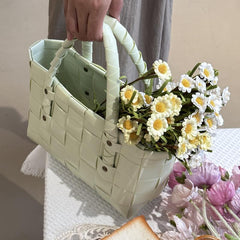 Hand Woven Waterproof Portable Vegetable Basket Picnic Handbag