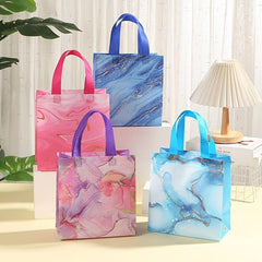 4pcs Reusable Marble Tote Bags for Grocery and Parties