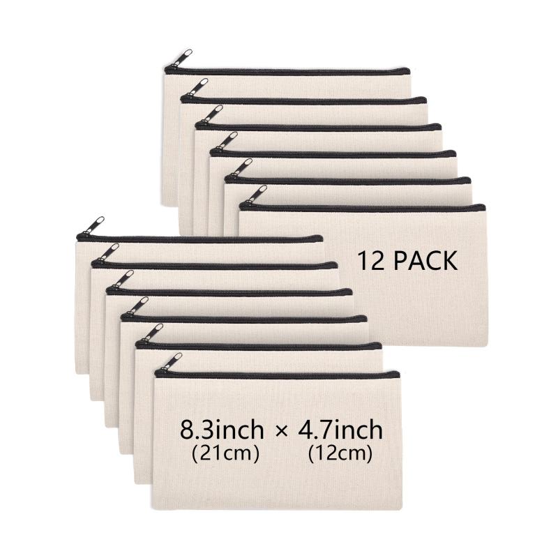 Canvas Zipper Pouch DIY Craft Bag Makeup Travel Toiletry Bag