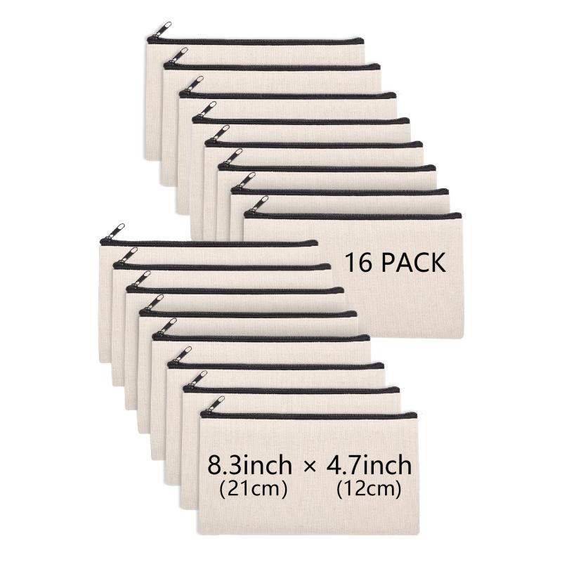 Canvas Zipper Pouch DIY Craft Bag Makeup Travel Toiletry Bag