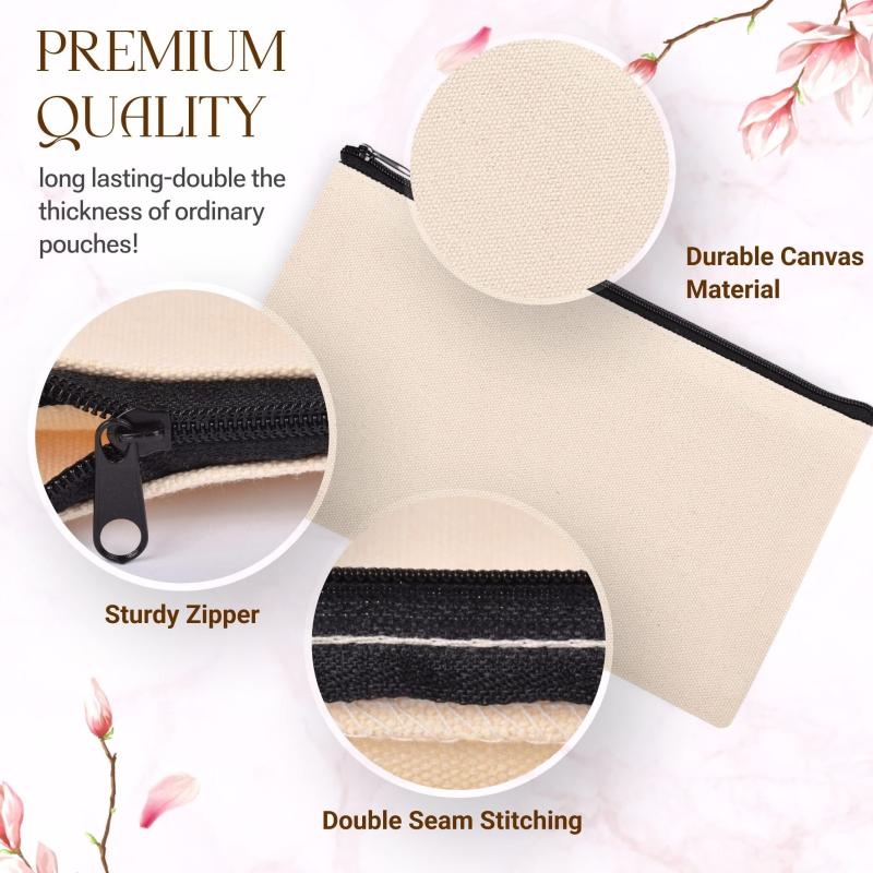 Canvas Zipper Pouch DIY Craft Bag Makeup Travel Toiletry Bag