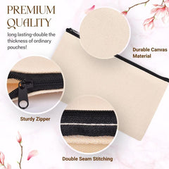 Canvas Zipper Pouch DIY Craft Bag Makeup Travel Toiletry Bag