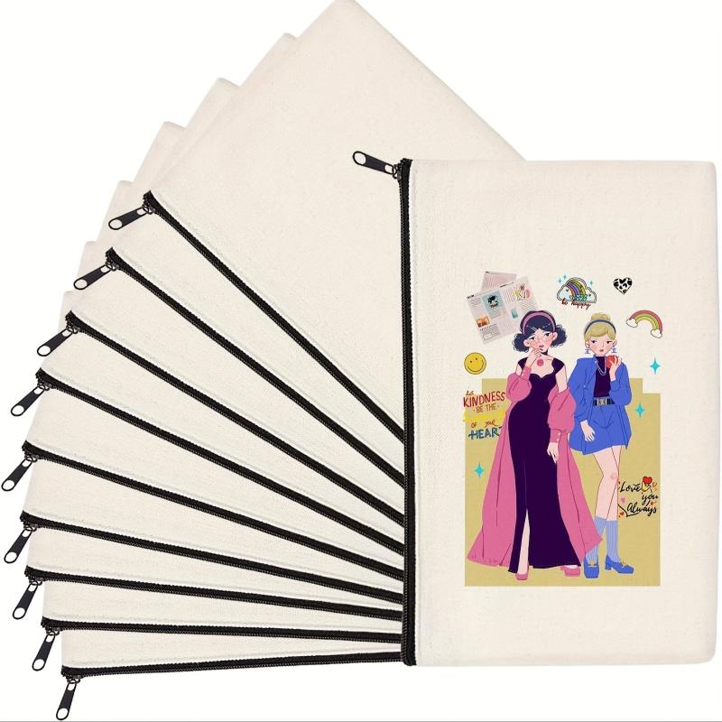 Canvas Zipper Pouch DIY Craft Bag Makeup Travel Toiletry Bag