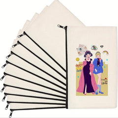 Canvas Zipper Pouch DIY Craft Bag Makeup Travel Toiletry Bag