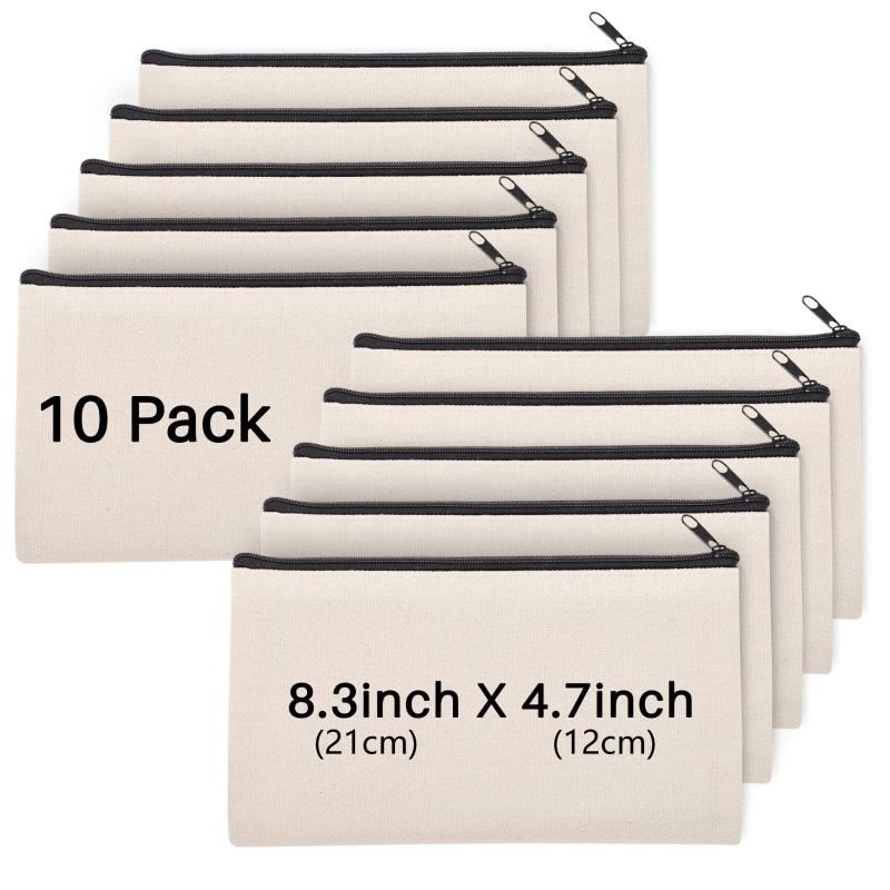Canvas Zipper Pouch DIY Craft Bag Makeup Travel Toiletry Bag