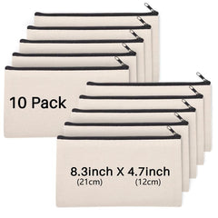 Canvas Zipper Pouch DIY Craft Bag Makeup Travel Toiletry Bag