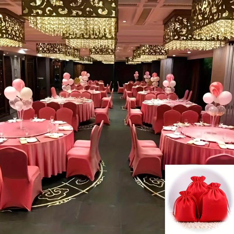 5pcs Linen Gift Bags Drawstring Storage Bags Burlap Bag