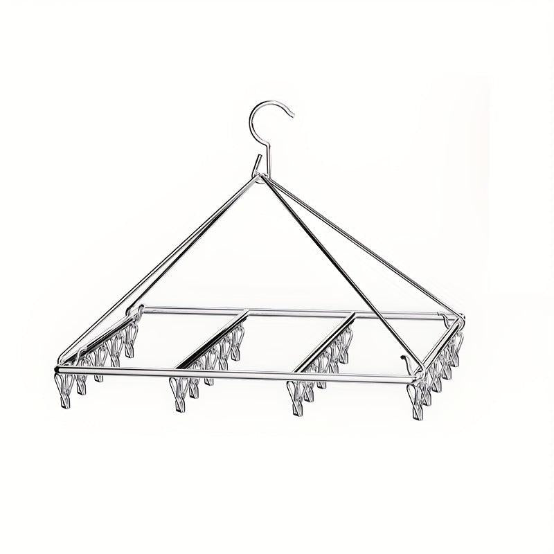 Foldable Stainless Steel Clothes Rack for Home Balcony and Clothing Stores