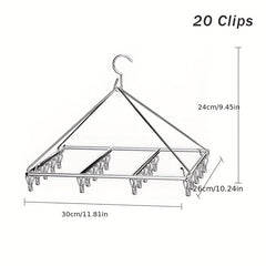 Foldable Stainless Steel Clothes Rack for Home Balcony and Clothing Stores