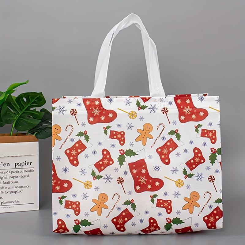 5pcs Christmas Wrapping Bag Large Capacity Portable Folding Tote Bag