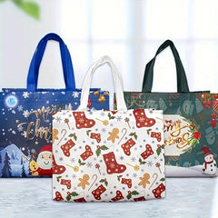 5pcs Christmas Wrapping Bag Large Capacity Portable Folding Tote Bag