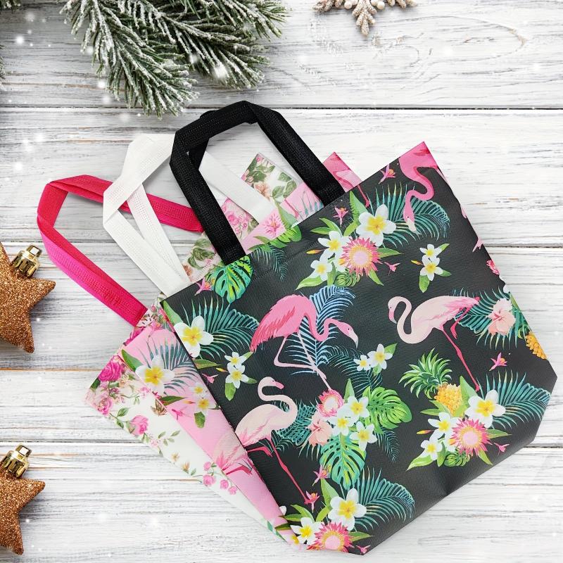 6pcs Christmas Gift Bags With Handles Reusable Tote Bag Nonwoven Gift Bags