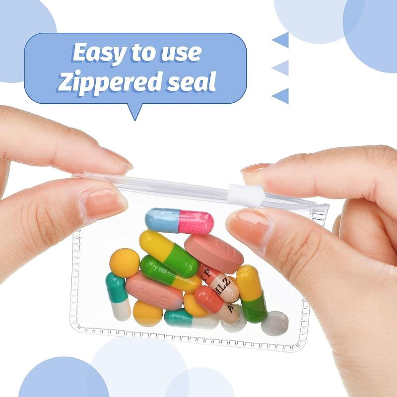 5pcs Pill Pouch Bags Zippered Pill Pouch Set - Reusable Pill Baggies