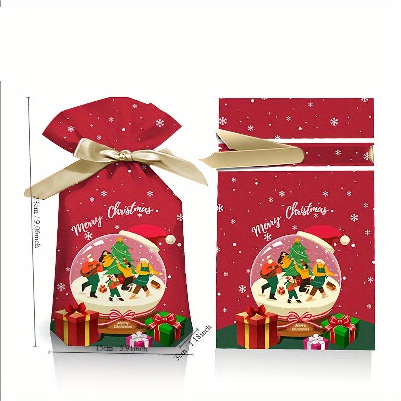 6pcs Christmas Bundle Ribbon Drawstring Bag