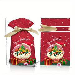 6pcs Christmas Bundle Ribbon Drawstring Bag