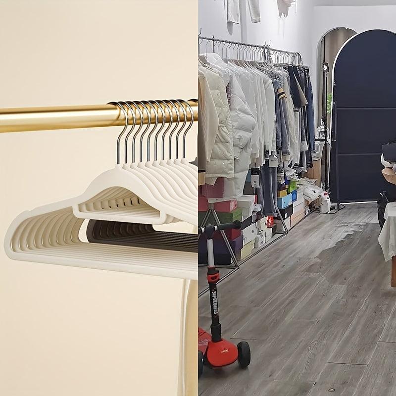5pcs Flocking Clothes Hanger Non slip Household Hanging Clothes Ra