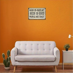 God Is Great Tin Sign Beer Is Good Bar Pub Funny Gift Sign