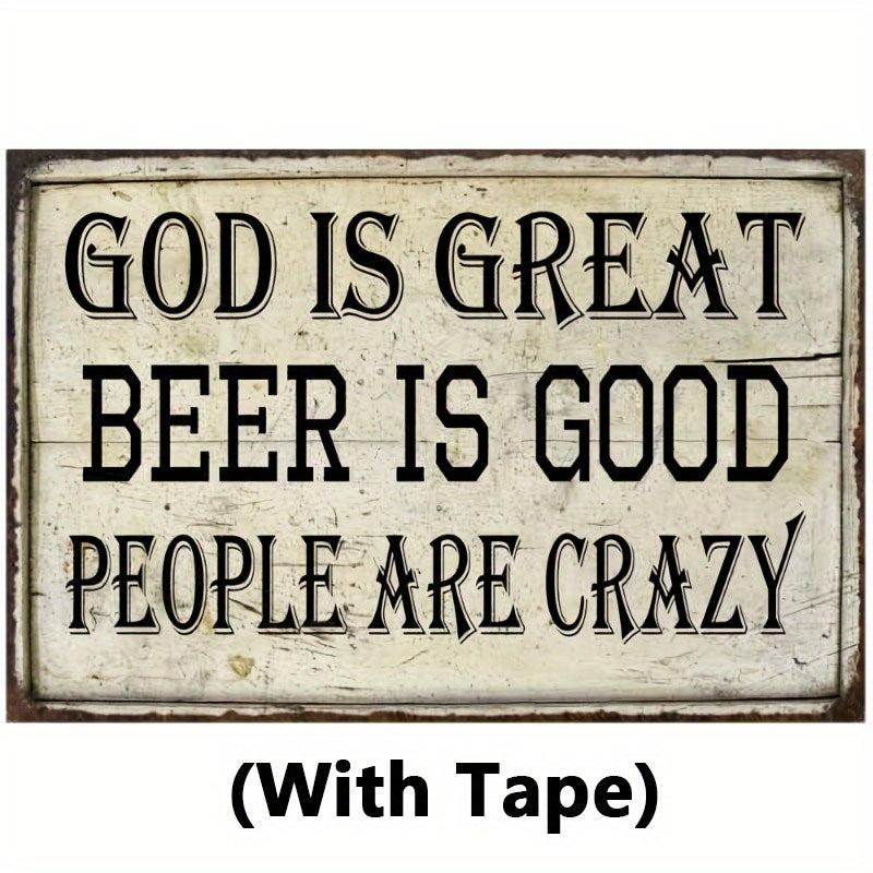 God Is Great Tin Sign Beer Is Good Bar Pub Funny Gift Sign