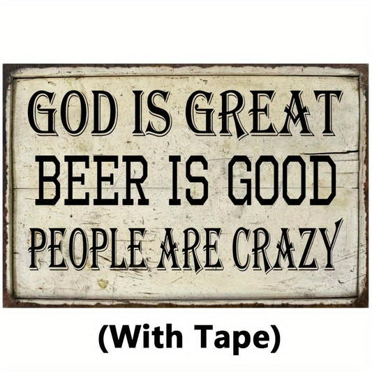 God Is Great Tin Sign Beer Is Good Bar Pub Funny Gift Sign