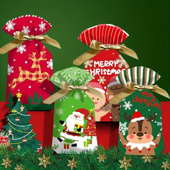 50pcs Christmas Gift Bags Ribbon Drawstring Candy Fruit Festive Party Favors
