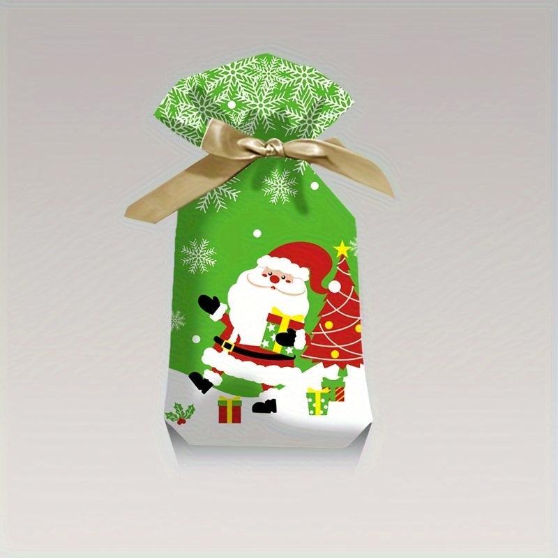 50pcs Christmas Gift Bags Ribbon Drawstring Candy Fruit Festive Party Favors