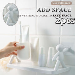 2pcs Wall-mounted Fence Hook Rack Bathroom Shelf Kitchen Storage