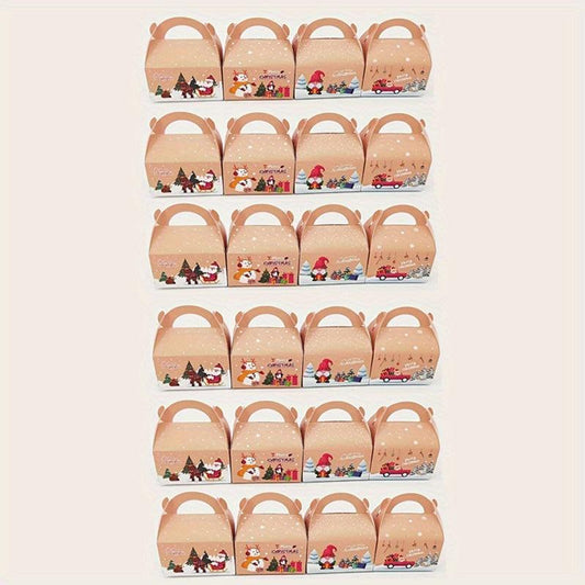 24pcs Christmas Candy Box Creative Packaging Snack Box Small Business Supplies