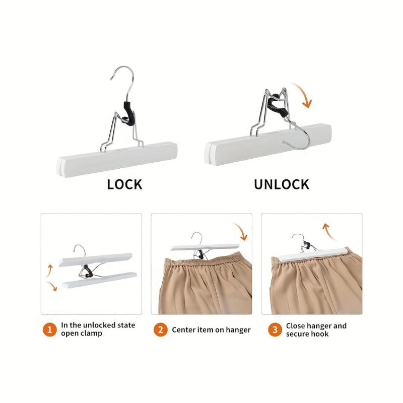 10pcs Wooden Pants Hangers for Clothing Stores