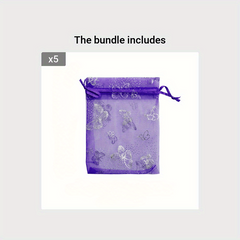 50pcs Sheer Organza Bags Purple Butterfly Print Wedding Drawstring Pouches