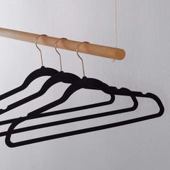 6pcs Rose Velvet Hangers Non Slip Felt Hangers Grey