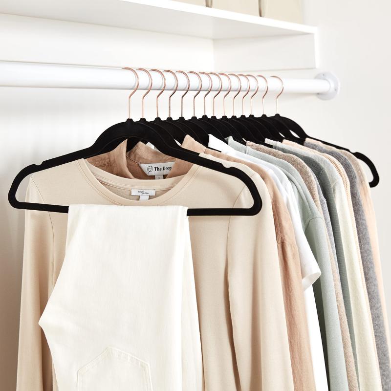 6pcs Rose Velvet Hangers Non Slip Felt Hangers Grey