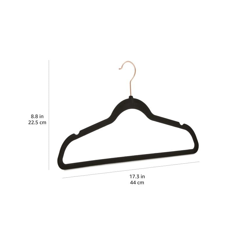 6pcs Rose Velvet Hangers Non Slip Felt Hangers Grey