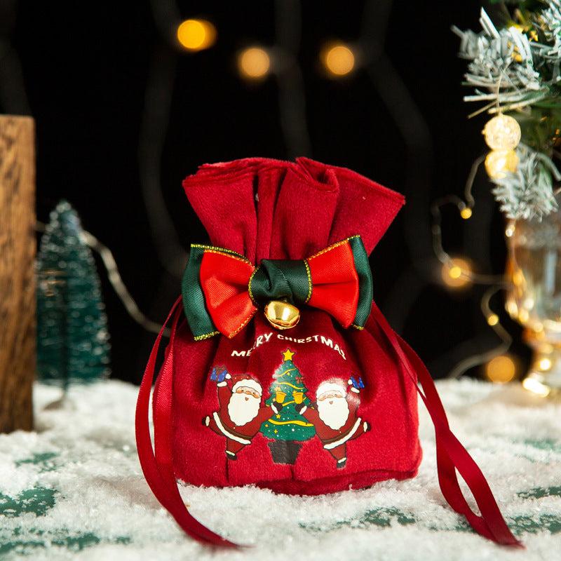 Christmas Reindeer Candy Gift Bag Drawstring Santa Sack