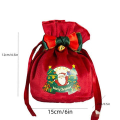 Christmas Reindeer Candy Gift Bag Drawstring Santa Sack