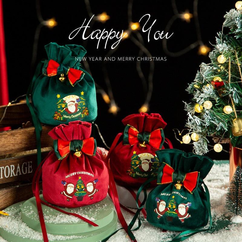 Christmas Reindeer Candy Gift Bag Drawstring Santa Sack