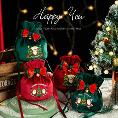 Christmas Reindeer Candy Gift Bag Drawstring Santa Sack