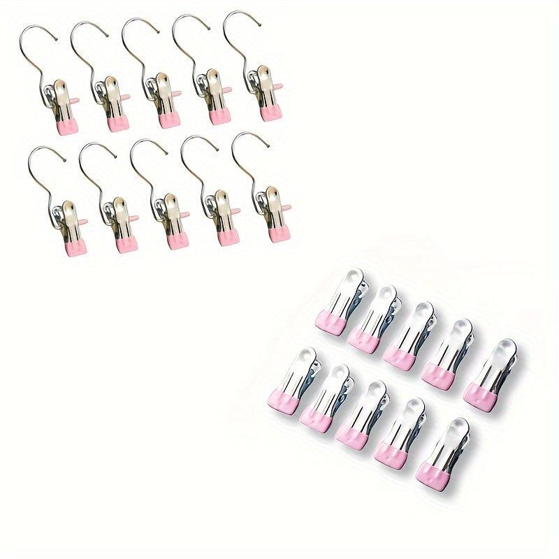 20pcs Stainless Steel Windproof Clothes Drying Clip Hangers No Trace Clip Hook