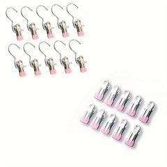 20pcs Stainless Steel Windproof Clothes Drying Clip Hangers No Trace Clip Hook