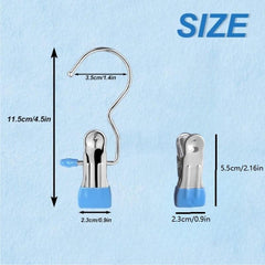 20pcs Stainless Steel Windproof Clothes Drying Clip Hangers No Trace Clip Hook