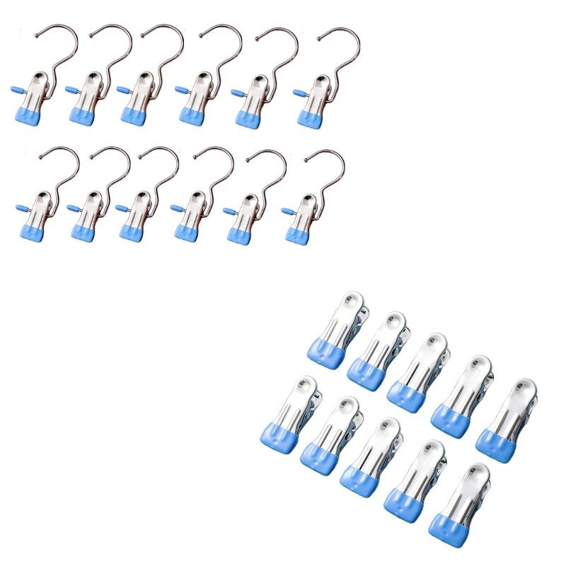 20pcs Stainless Steel Windproof Clothes Drying Clip Hangers No Trace Clip Hook