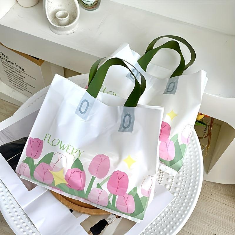 10pcs Tulip Tote Bag for Shopping and Gift Packaging
