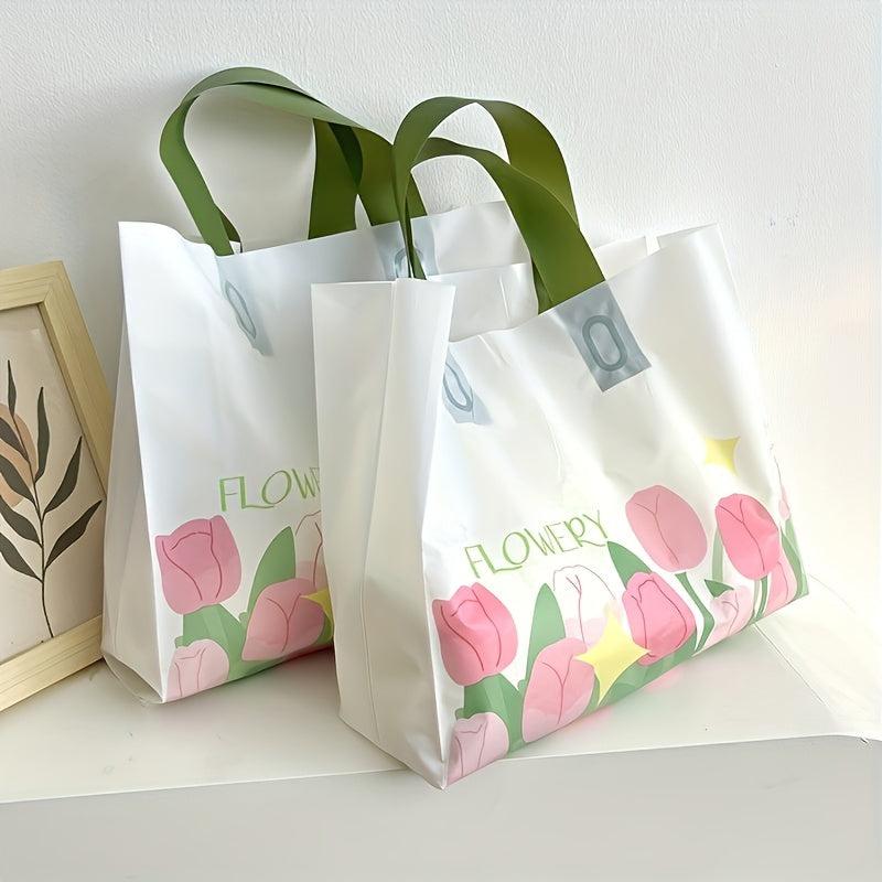 10pcs Tulip Tote Bag for Shopping and Gift Packaging