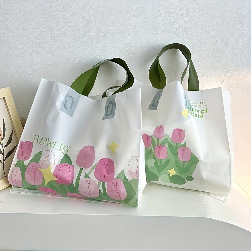 10pcs Tulip Tote Bag for Shopping and Gift Packaging